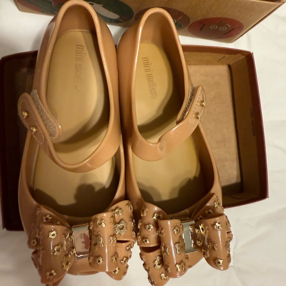 MINI MELISSA ULTRAGIRL SWEET MARY JANE Beige Glitter size 10 Toddler